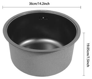 Lavello rotondo - Acciaio inossidabile 304 - 36 cm - Rivestimento nanotecnologico - Scarico rapido - Ampia capacità - Con coperchio