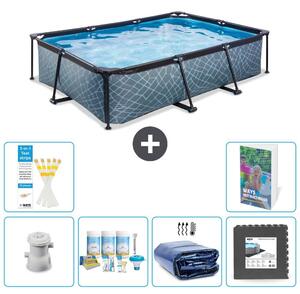 Piscina fuori terra rettangolare - aspetto pietra - 300x200x65 cm - composta da 5 elementi - modello S233
