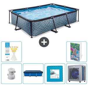 Piscina fuori terra rettangolare - aspetto pietra - 300x200x65 cm - composta da 5 elementi - modello S290