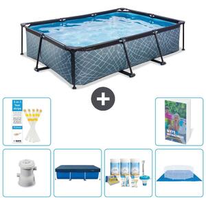 Piscina fuori terra rettangolare - aspetto pietra - 300x200x65 cm - composta da 5 elementi - modello S251