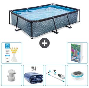 Piscina fuori terra rettangolare - aspetto pietra - 300x200x65 cm - composta da 5 elementi - modello S204