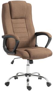 Vinsetto Sedia da Ufficio Ergonomica Inclinabile Girevole in Tessuto Effetto Lino con Poggiatesta, Marrone