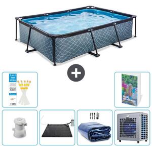 Piscina fuori terra rettangolare - aspetto pietra - 300x200x65 cm - composta da 5 elementi - modello S216