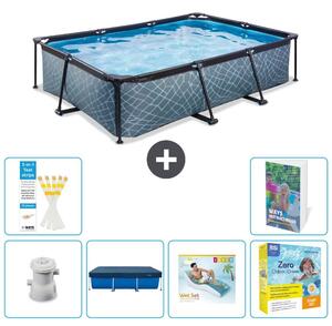 Piscina fuori terra rettangolare - aspetto pietra - 300x200x65 cm - composta da 5 elementi - modello S309