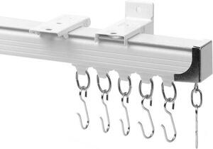 Binario per tende a soffitto - Lunghezza regolabile - da 3,7m a 4,5m - Bianco - Sistema di fissaggio per tende a soffitto