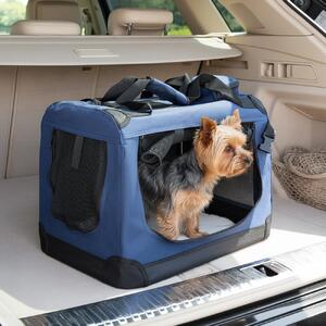 Trasportino per animali domestici belviona pieghevole, comodo e sicuro, Oxford + rete, riponibile in poco spazio, fino a 10 kg, 50x34x36 cm, blu navy