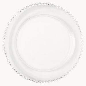 Set di 6 piatti rotondi in vetro con bordo perlato Collier