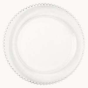 Set di 6 piatti rotondi in vetro con bordo perlato Collier