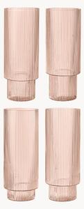 Set di 4 bicchieri da long drink in vetro soffiato con scanalatura in rilievo Ripple, 300 ml