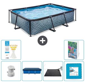 Piscina fuori terra rettangolare - aspetto pietra - 300x200x65 cm - composta da 5 elementi - modello S273