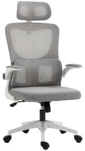 Vinsetto Sedia da Ufficio Ergonomica ad Altezza Regolabile con Poggiatesta, 60x59x114-122 cm, Grigio