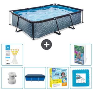Piscina fuori terra rettangolare - aspetto pietra - 300x200x65 cm - composta da 5 elementi - modello S276