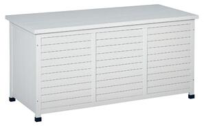 Outsunny Panca Contenitore in Legno di Abete, Cassapanca da Esterno con Piedini Antiscivolo 127x56x60cm Bianco|Aosom