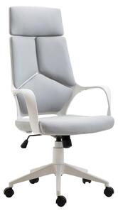 HOMCOM Sedia da Ufficio con Funzione Dondolo, Poltrona Presidenziale Regolabile e Girevole, 63x63x117-127 cm, Grigio