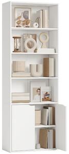 HOMCOM Libreria Moderna 4 Ripiani con Armadietto a 2 Ante in Legno, Mobile Multiuso per Soggiorno, Ufficio e Studio, 59x29x180cm, Bianco|Aosom