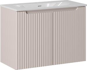 Mobile Bagno 80 Cm Cashmere Con Lavabo In Vetroceramica Scanalato