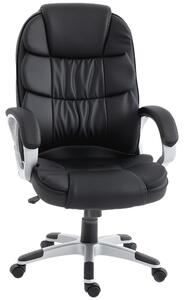 HOMCOM Sedia Ufficio Ergonomica Girevole in Finto cuoio, Funzione Dondolo, Altezza Regolabile, Capacitš€ 120kg, Nero
