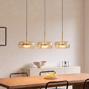 Lucande Lampada a sospensione LED Martis, ambra, 3 luci, dimmerabile Martis Lucande,, Crema / Ambra, Soggiorno / Sala da pranzo, Vetro, Moderno