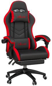 Vinsetto Sedia da Gaming con Altezza Regolabile e Schienale Reclinabile, 65x65x121-129 cm, Nero e Rosso