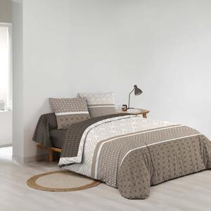 Set copripiumino e federa marrone in cotone per letto matrimoniale ed esteso con lenzuolo incluso/6 pezzi 240x220 cm Pacha – douceur d'intérieur