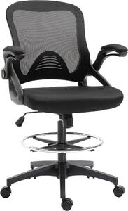 Vinsetto Sedia da Ufficio Traspirante ad Altezza Regolabile con Braccioli Ribaltabili, 64x60x106-126 cm, Nera