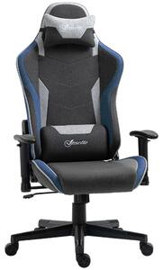 Vinsetto Sedia da Gaming Reclinabile a 150¡ã con Funzione Dondolo, in Tessuto Effetto Lino, 66x53x128-138 cm, Grigio