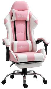 Sedia da gaming Vinsetto, sedia da computer con poggiatesta, ergonomica, in PVC, rosa