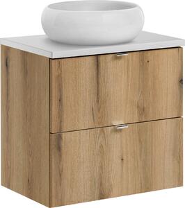 Moderno Set Di Mobili Da Bagno Da 60 Cm Con Piano Bianco E Lavabo Rotondo