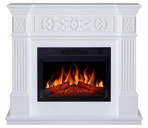 ArtiFlame Camino elettrico Toscana AF23S Camino elettrico da appoggio con riscaldamento da 1800 W, effetto fiamma realistico, illuminazione a LED, telecomando, timer, bianco