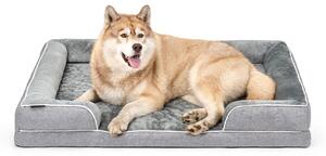 Letto per cani lionto premium, letto ortopedico in memory foam con bordo rialzato, rivestimento lavabile e supporto stabile, 122x89x20 cm, grigio