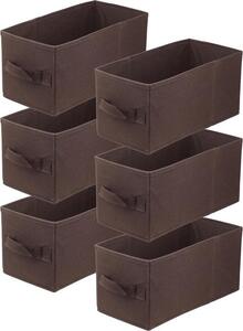 Scatole organizzative pieghevoli 15 x 31 x 15 cm, scatole per cassetti, scatole per armadio, marrone scuro, confezione da 6