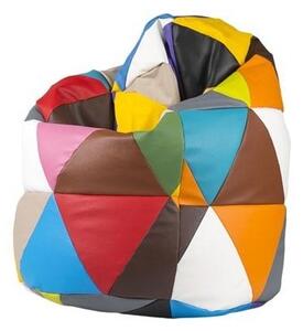 Pouf poltrona sacco l patchwork design in ecopelle