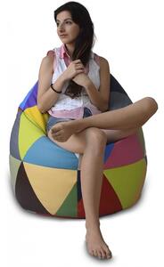 Pouf poltrona sacco l patchwork design in ecopelle