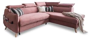 Divano letto angolare in velluto rosa chiaro (angolo destro) Sweet Harmony - Miuform