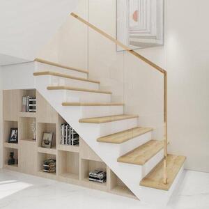 Set di gradini con piastre di supporto sospese - Montaggio a scala - Kit personalizzabile - 8 pezzi 120x32 cm - Colore rovere