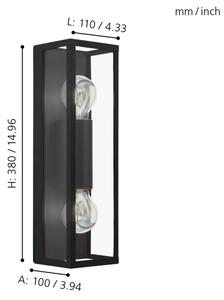Eglo 33856 - Applique da esterno ALAMONTE 2xE27/60W/230V IP44 nera