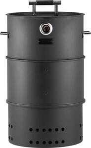 Affumicatore - BBQ-Smoker Griglia a carbonella Canna da barbecue - 47 cm di diametro - 2 griglie - Asta di sospensione e 6 ganci - Termometro integrato - Acciaio rivestito