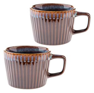 Tazze in set per cappuccino blu/marroni in gres 2 pz 190 ml Tone – Dakls