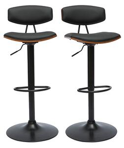 Sgabelli da bar design regolabili nero e legno scuro (set di 2) VASCO