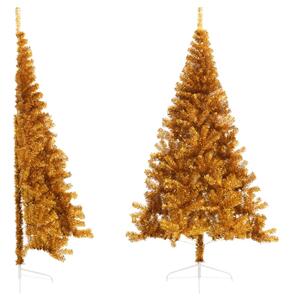 Albero di Natale Artificiale a Metà con Supporto Oro 210 cm PET