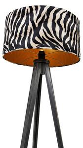 Lampada da terra treppiede nero con paralume zebra 50 cm - Tripod Classic
