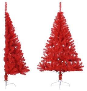 Albero Natale Artificiale a Metà con Supporto Rosso 180 cm PVC