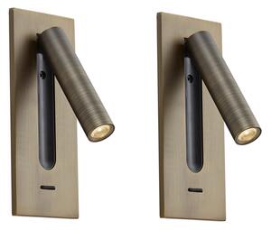 Set di 2 lampade da parete moderne bronzo scuro incl. LED - Plaza
