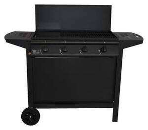 Barbecue a gas, GRILL GARDEN, 4 bruciatori, nero, con copertura protettiva, accensione piezoelettrica