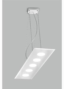 Lampada a sospensione a LED in Vetro a Specchio collezione DADO Dimensioni 90x20x h 110 cm - 4 kg 5 x max 7 watt GX53 Led struttura specchiante bianco