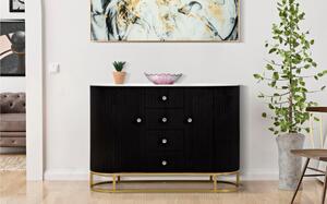 Mobile con i lati smussati con 2 ante e 4 cassetti, MONTPELLIER, Dimensioni 120x45xh 80 cm - Peso 34,8 kg La struttura in metallo dorato e tessuto imbottito