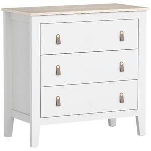 HOMCOM Cassettiera per Camera da Letto a 3 Cassetti con Maniglie in Finta Pelle, 80x40x78.5 cm, Bianco | Aosom Italy