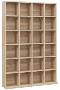 Mobile Porta CD 89x20x130.5 cm con Ripiani Regolabili per 456 CD o 336 DVD 24 Scomparti in Legno