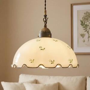 Austrolux Lampada a sospensione in vetro Nonna Streublume, dimmerabile, Bianco / Opale, Soggiorno / Sala da pranzo, Campagna / Rustiche, Lampada a sospensione