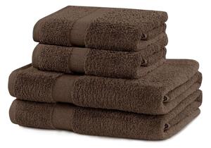 Asciugamani e teli da bagno in spugna di cotone marrone in un set di 4 pezzi Marina - DecoKing